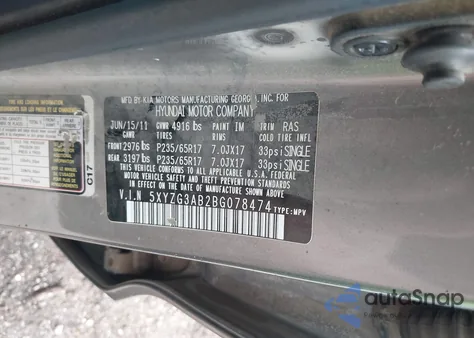 2011 Hyundai Santa Fe Gls from USA, damaged, VIN 5XYZG3AB2BG078474